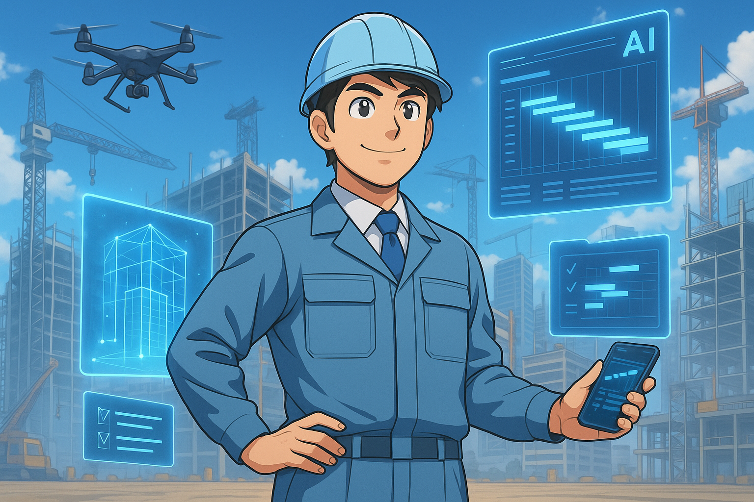 未来現場とAI工程表が連動するシーン