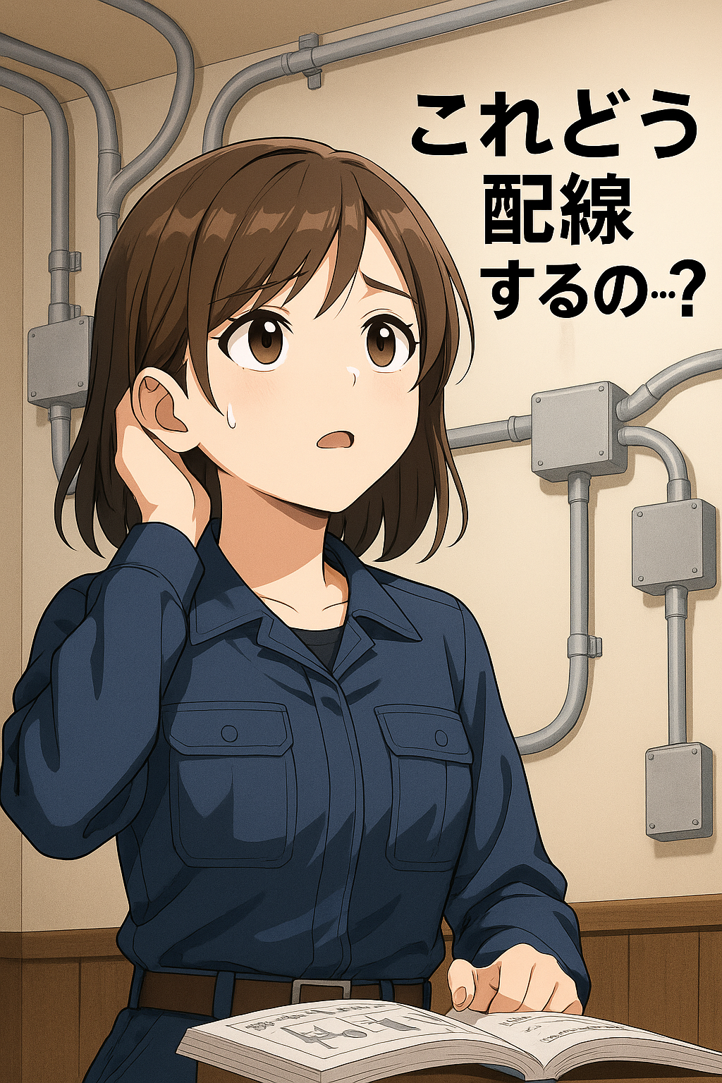 第二種電気工事士 技能試験に悩む女性