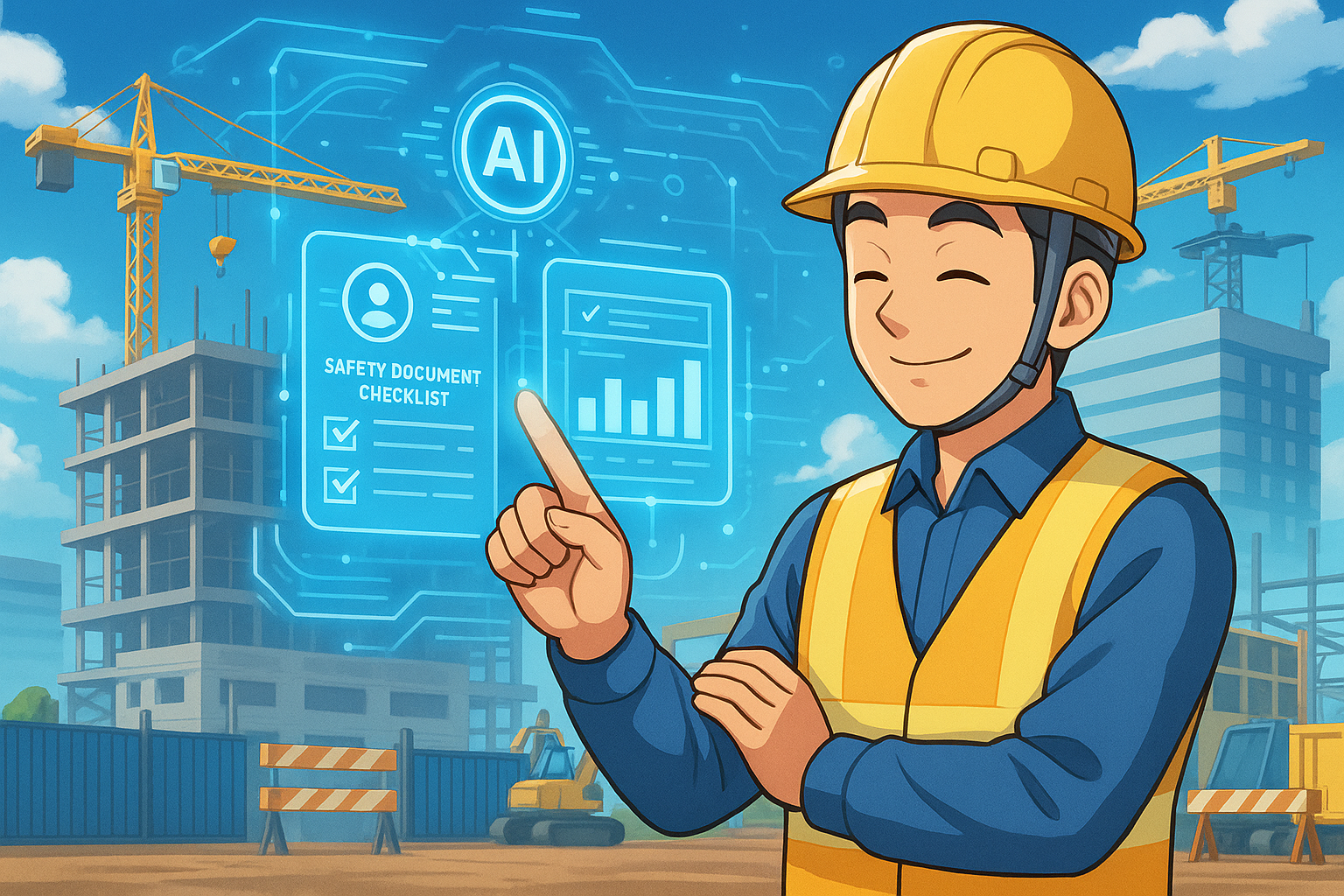 AIで安全書類を生成する操作イメージ