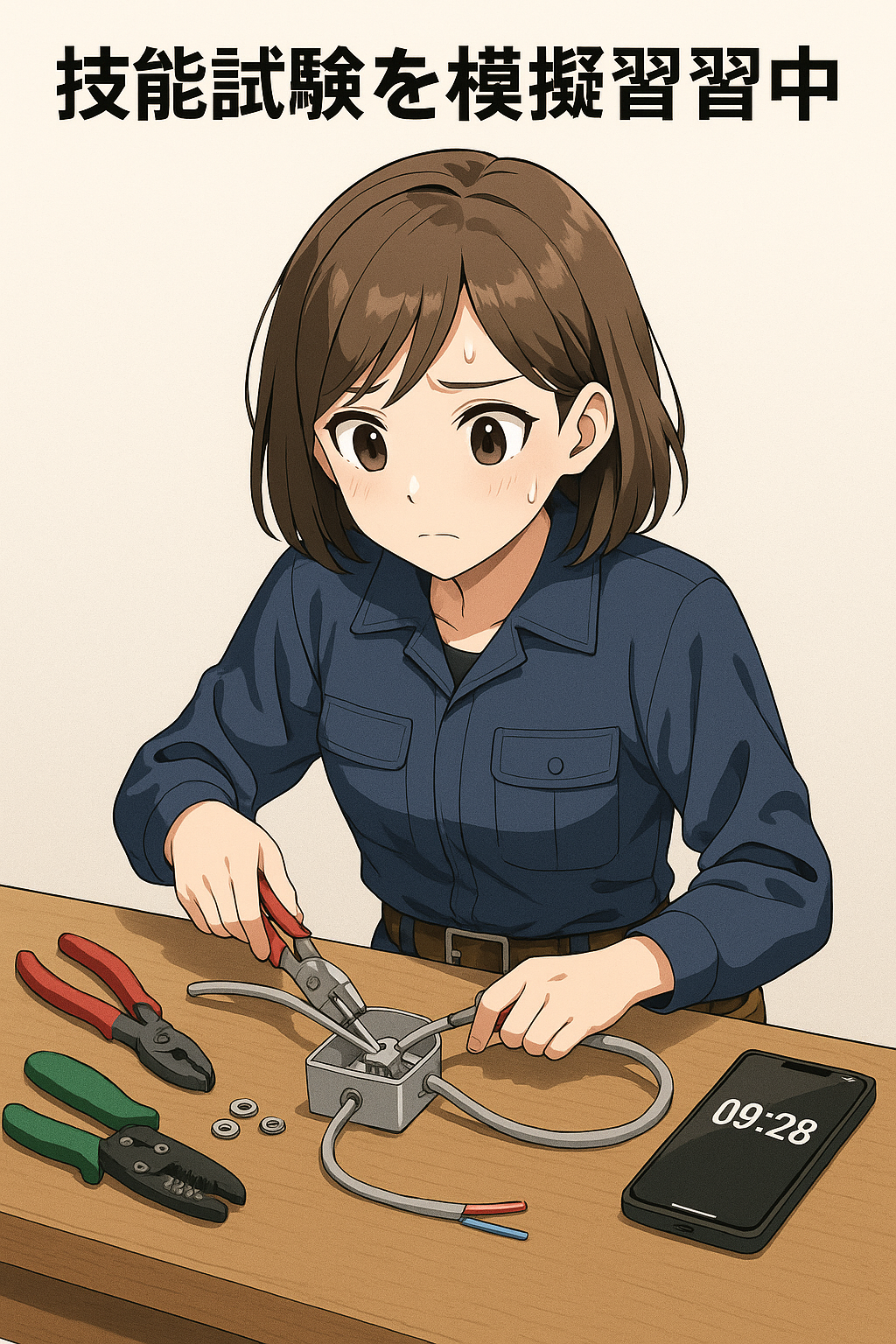 技能試験の模擬練習中の画像