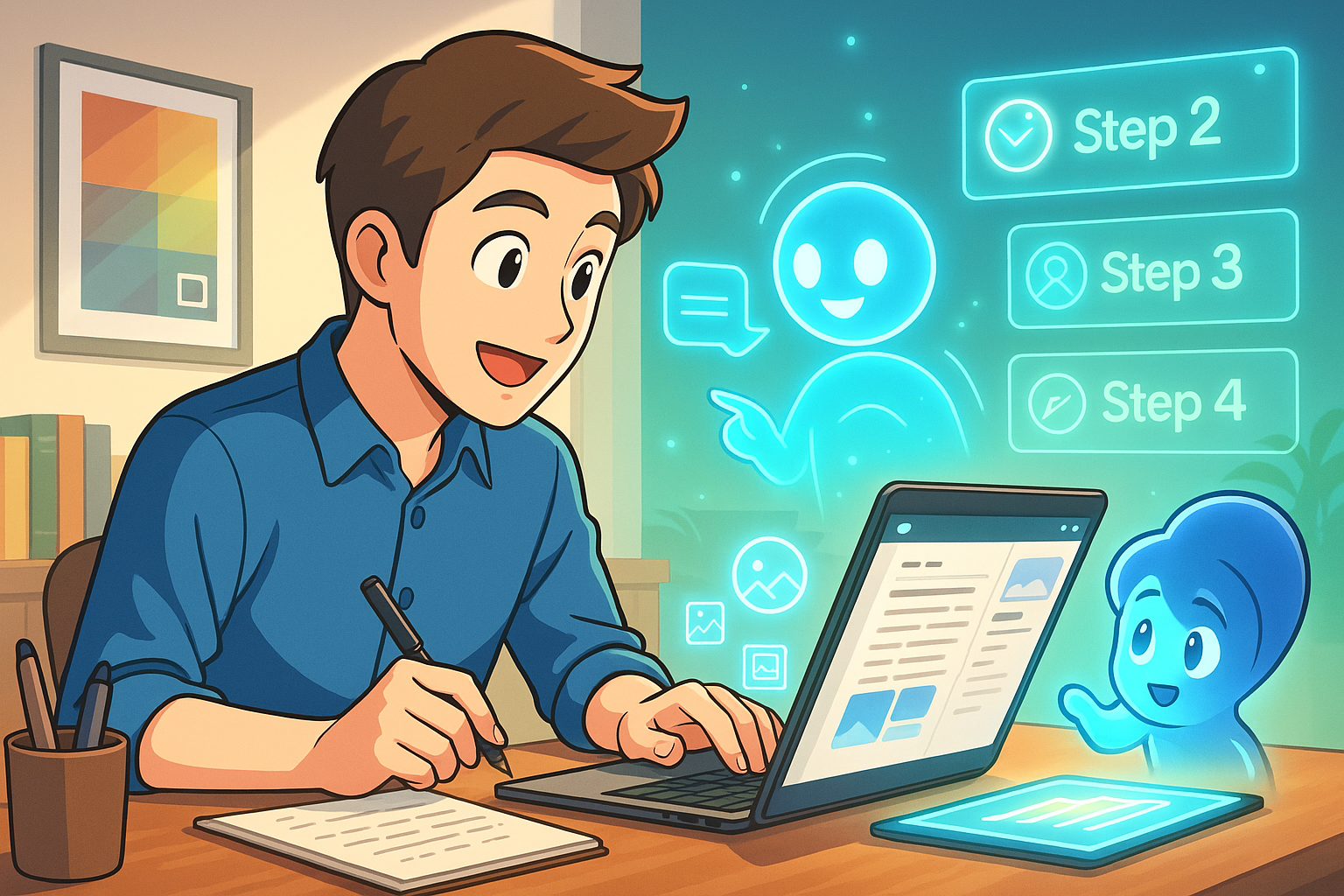 AIと一緒にスキルを伸ばす作業シーン