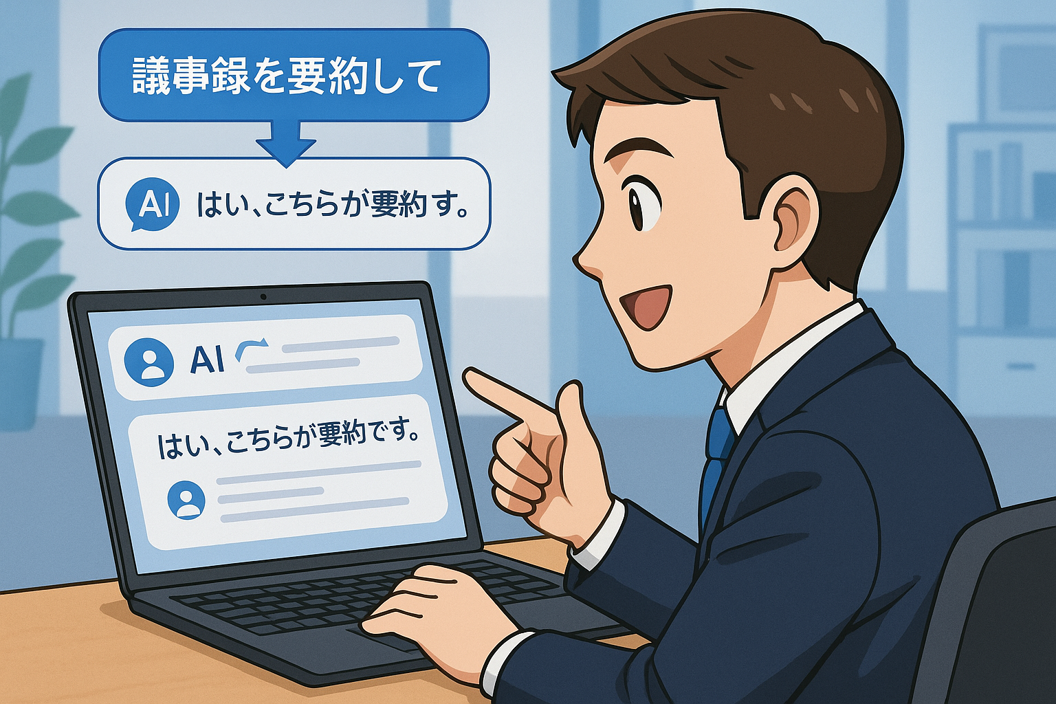 AIツールを前に議論するビジネスパーソンたち