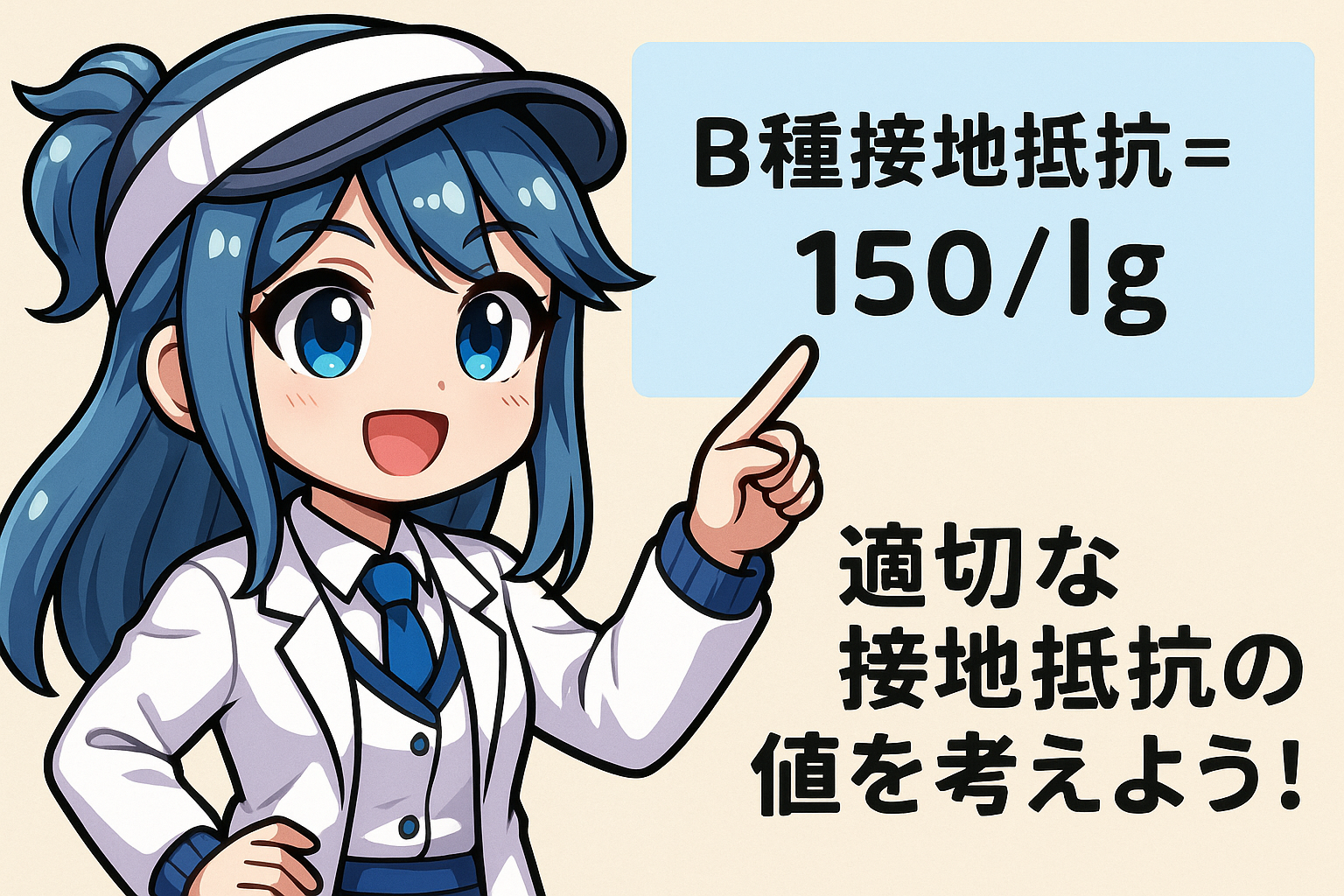 B種接地の基準値150÷Igの説明イラスト