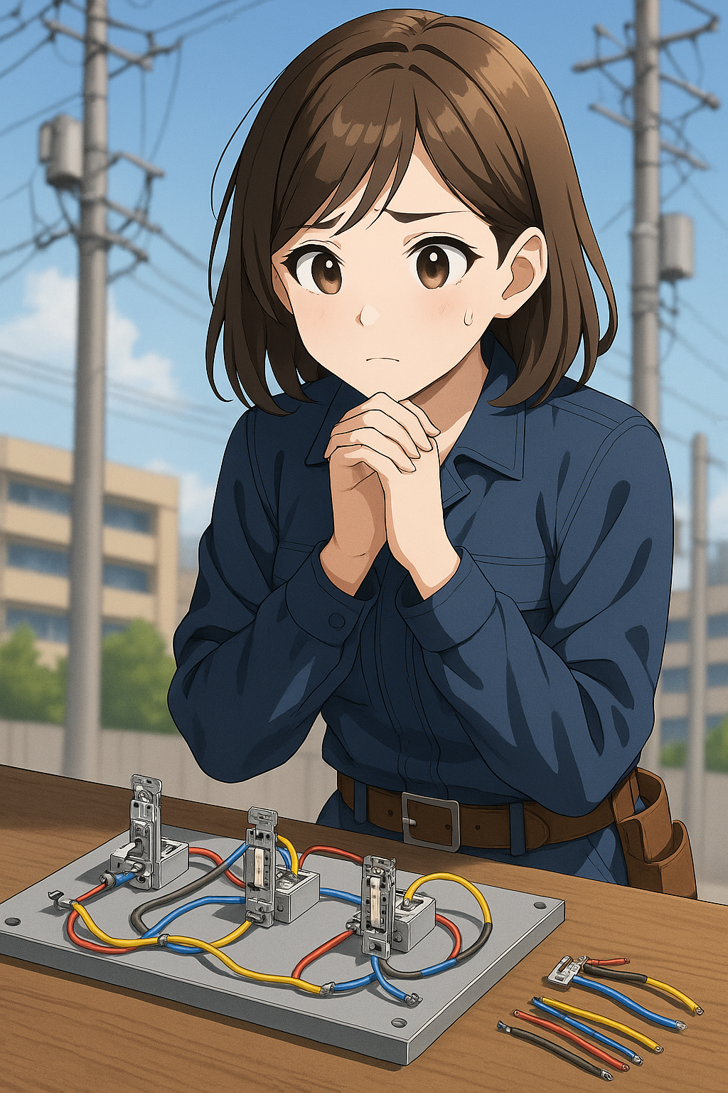 電気工事士に挑戦しようとしている女性の画像