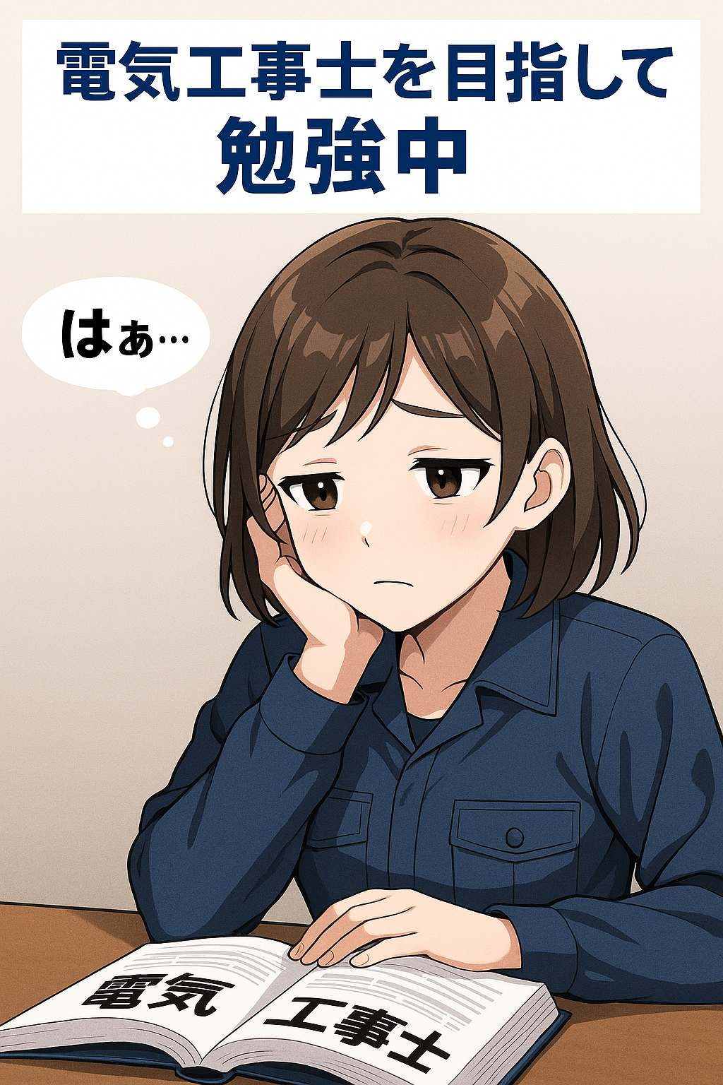 技能試験の練習に悩む女性