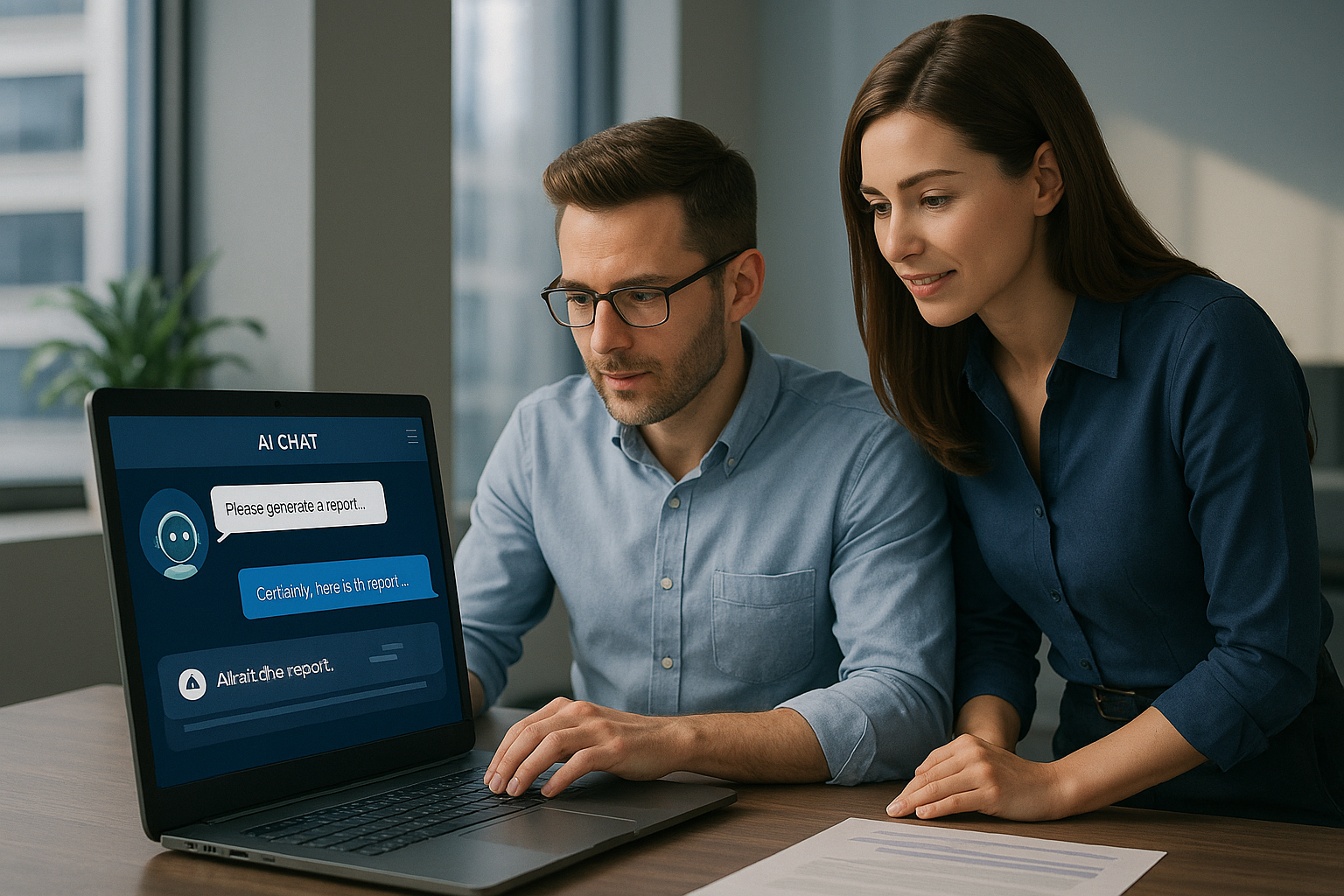 AIに指示する男女のイメージ