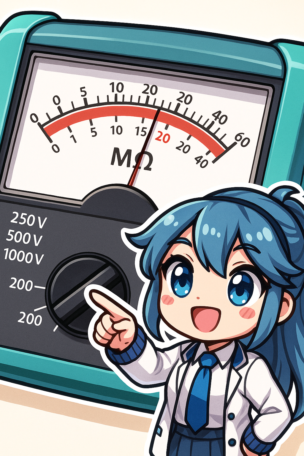 絶縁抵抗値の読み取り方イラスト